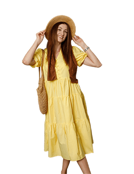 Yellow Tiered Midi Dress 